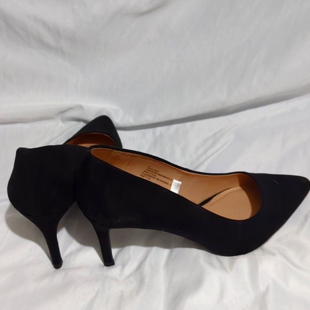 Black suede pumps